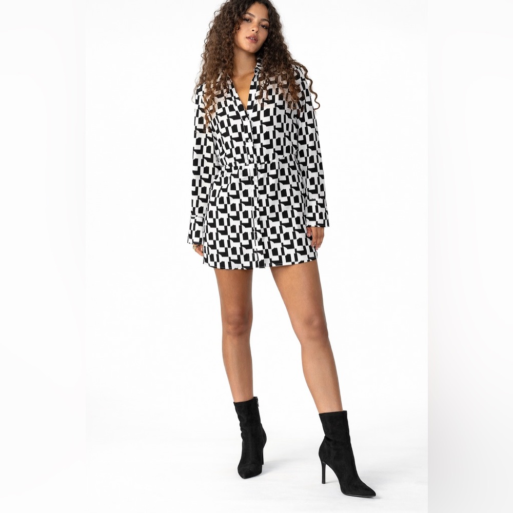 NWT Sanctuary Women's, Collared Cocktail Shirtdress, Black&White